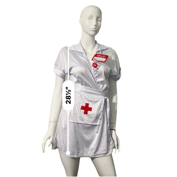 Spirit Halloween Classic Nurse Costume Plus 1X 18-20 Dress Hat Apron Stethoscope - Picture 6 of 7